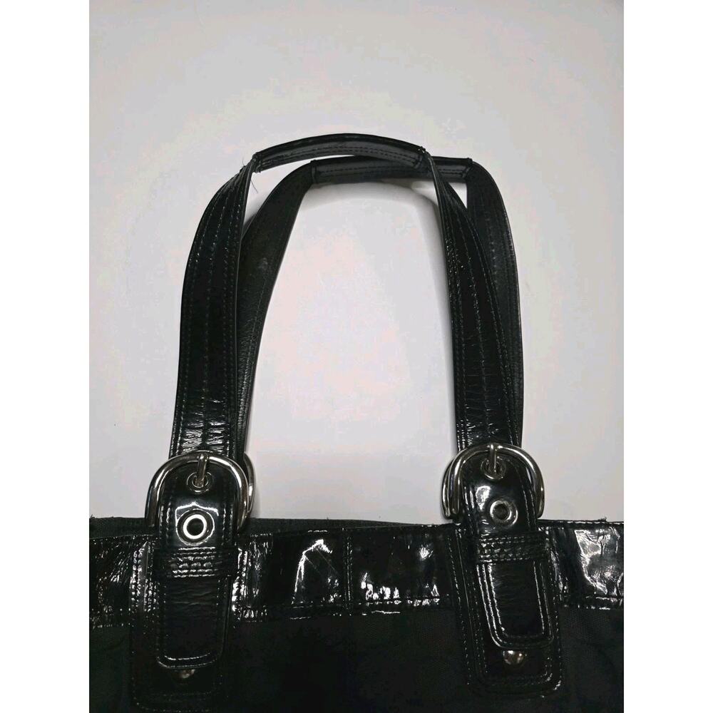 Coach Black Signature C Jacquard Patent Leather Shoulder Bag F13742 - Picture 7 of 16